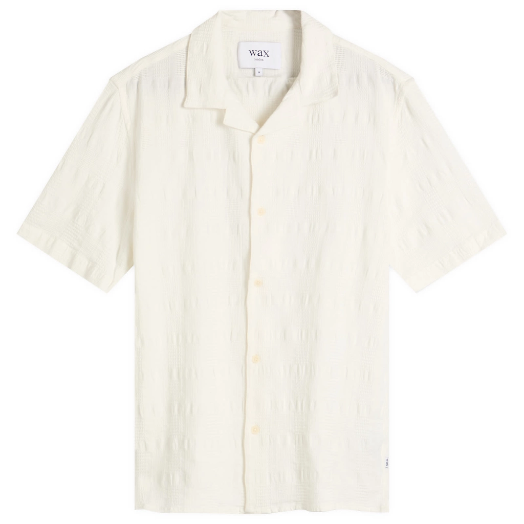 Wax London Men's Didcot Seersucker Waffle Vacation Shirt Ecru